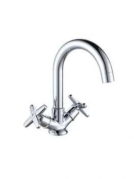 Смеситель для раковины Esko двухзахватный, на 1 отв.,поворотный излив,без дон/кл,хром STR26