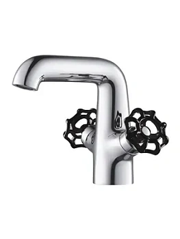 Смеситель Zeegres 19093001 для раковины, двухзахватный, черные ручки (19093001+95701012*2)