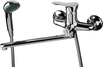 Смеситель Ledeme Н14 настенный, для ванны и душа, поворотный излив,с душевой лейкой, хром L2214