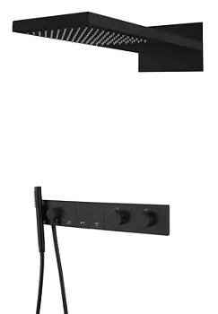 Душевая система Boheme 133-B встраиваемая, термостат, верхний/ручной душ, черный