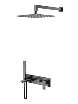 Душевая система Boheme 474-GM встраиваемая, однозахватная, верхний/ручной душ, графит
