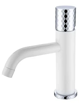 Смеситель Boheme 121-WCR для раковины, на 1 отверстие, однозахват, ручка diamond, белый+хром