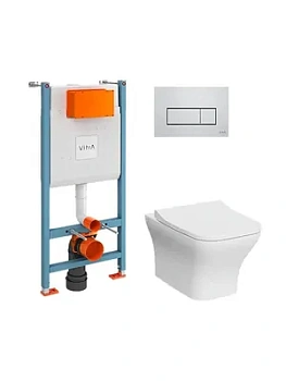 Комплект: Инсталляция Vitra+ Унитаз Zentrum Square+ сиденье микролифт+ клавиша хром 9875B003-7201