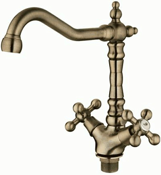 Смеситель Ledeme Н19С для кухни, поворотный излив, двухзахватный, бронза L4019C