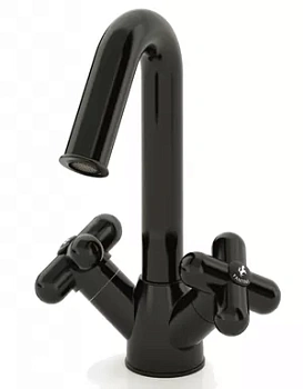 Смеситель для раковины Fantini 60130556F двухзахватный, донный клапан, черный матовый