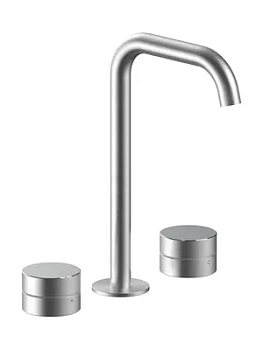 Смеситель для раковины Fantini двухзахватный, на 3 отв., мат. натуральная сталь 4093L607W