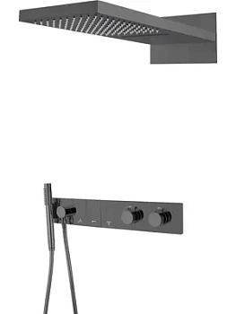 Душевая система Boheme 133-SGM встраиваемая, термостат, верх./ручной душ, графит глянцевый