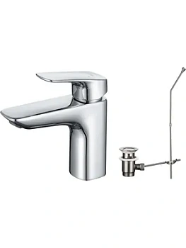 Смеситель для раковины Aquatek AQ1011CR однозахватный, низкий излив 97мм, с дон. клапаном, хром