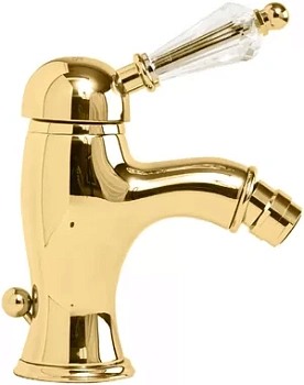 Смеситель CEZARES -BSM1-03/24-Sw для биде, донный клапан, золото 24кар/ручка Swarovski