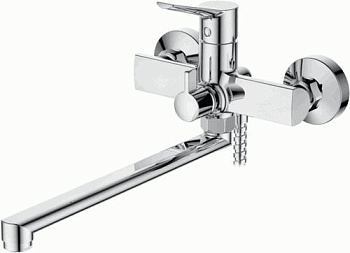 Смеситель Ledeme Н69 настенный, для ванны и душа, с душевой лейкой, однозахватный, хром L2269