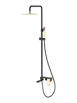 Душевой комплект Boheme 148-BG.2 настенный, однозахватный, верхний/ручной душ, черный+золото