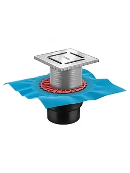 Трап душевой BERGES Norma 150х150, матовый хром, верт. выпуск слив D50/70/100, 090463