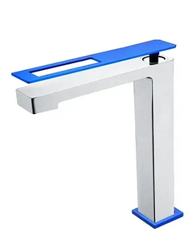 Смеситель Boheme 142-CRUW для раковины, на 1 отверстие, однозахватный, хром+синий