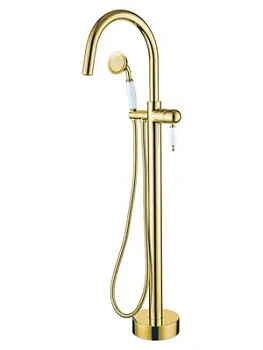 Смеситель Boheme 289 для ванны/душа, напольный, однозахватный, с ручным душем, золото