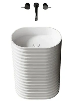 Раковина напольная ABBER (580х380х870) искусственный камень, белый матовый AS2550-H