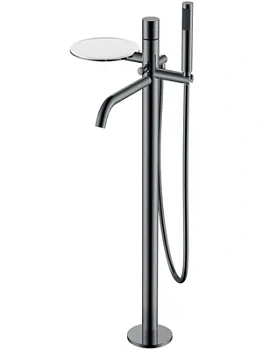 Смеситель Boheme 129-SGM для ванны/душа, напольный, с ручным душем, ручка:diamond, графит гл