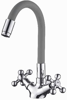 Смеситель Ledemе для кухни, с гибким изливом, двухзахватный, серый L1319-9