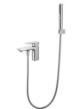 Смеситель Aquatek AQ1044CR на борт ванны, однозахватный, на 1 отверстие, с ручным душем, хром