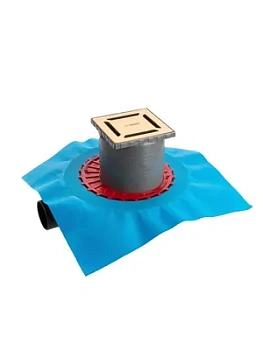 Трап душевой BERGES Norma 100х100, золото глянец, боковой выпуск слив D50, 092362