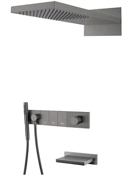 Душевая система Boheme 132-2-GM встраиваемая, излив, верхний/ручной душ, графит