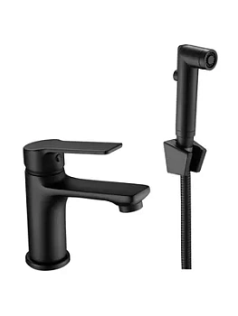 Смеситель для умывальника ESKO black SB 27H однозахватный, с гиг. душем, черный матовый