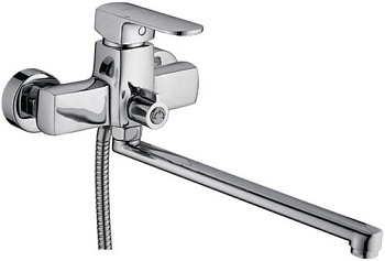Смеситель Ledeme Н54 настенный, для ванны и душа, с душевой лейкой, поворотный излив, хром L2254