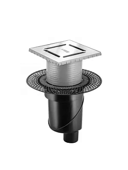 Трап душевой BERGES Norma 150х150, мат. хром, верт. выпуск S-сифон D50/105мм Н30/80м, 090059