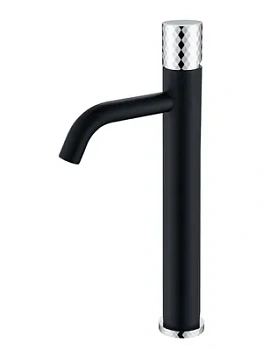 Смеситель Boheme 122-BCR для раковины, на 1 отверстие, однозахв, ручка diamond, черный+хром