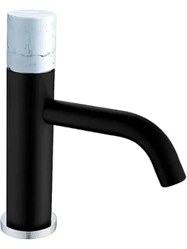 Смеситель Boheme 121-W-MR-B для раковины,на 1 отверстие,однозахв,ручка diamond,белый+мрамор