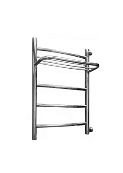 Полотенцесушитель Флагман "Лесенка" изогнутая с полочкой 600х500 нерж.сталь, боковое подкл