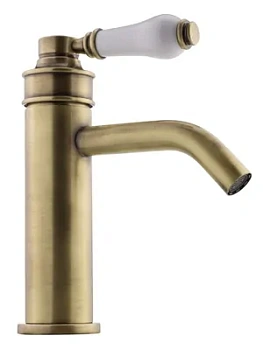 Смеситель для раковины Migliore однорычажный, донный клапан, бронза/ручка белая 32202