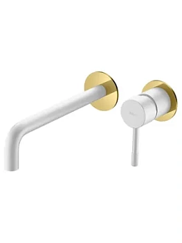 Смеситель Boheme 465-WG для раковины, встраиваемый, однозахватный, белый+золото