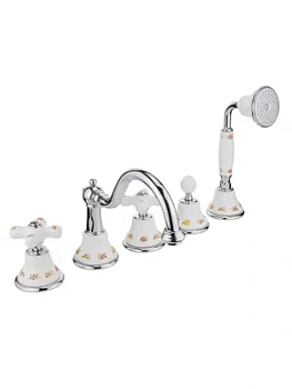 Смеситель на борт ванны Migliore на 5 отверстий, белый/хром ML.PRO-8880.CR