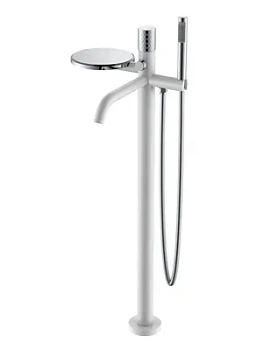 Смеситель Boheme 129-WCR для ванны/душа, напольный, с ручным душем, ручка:diamond, белый+хром