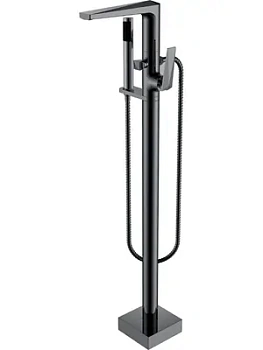 Смеситель Boheme 379-SGM для ванны/душа, напольный, однозахватный, с ручным душем, графит гл