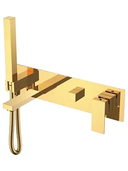 Смеситель Boheme 474-2-G для ванны/душа, встраиваемый, с ручным душем, золото