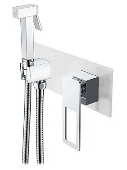 Смеситель Boheme 147-WCR.2 встраиваемый, с гигиеническим душем, однозахватный, белый+хром