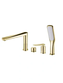 Смеситель Boheme 380 на борт ванны, с душевым гарнитуром, однозахватный, золото