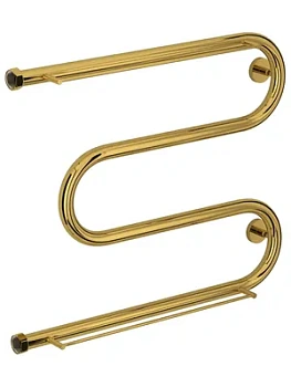 СУНЕРЖА М-образный + 2 полки Полотенцесушитель 500х650 золото, нак. гайка 1"