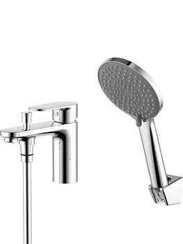 Смеситель Aquatek AQ1844CR на борт ванны, однозахватный, на 1 отверстие, с ручным душем, хром