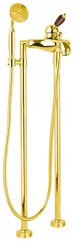 Смеситель CEZARES -VDPM-03/24-Nc для ванны, напольный, ручной душ, золото/ручка орех