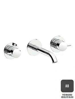 Смеситель для раковины Almar настенный на 3 отверстия, излив 170-195, регулируемым углом аэратора, цвет черный брашированный E210057.AB