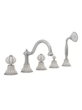 Смеситель на борт ванны Migliore на 5 отв., бел. с декором платина/хром ML.OLV-5880.BP.CR