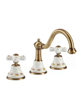 Смеситель для раковины Migliore на 3 отверстия, с дон.клапаном, белый/бронза ML.PRO-8812.BR