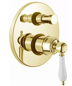 Смеситель CEZARES -VDIM2-03/24-Bi для душа встраиваемый, переключатель, золото/ручка белая