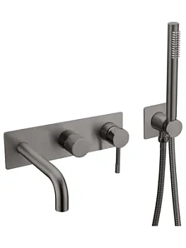 Смеситель Boheme 464-3-GM для ванны/душа, встраиваемый, однозахватный, с ручным душем, графит