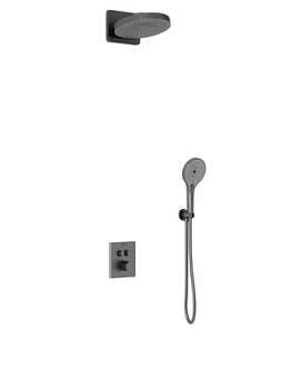 Душевая система Vincea термостатическая,верхний и ручной душ,вороненая сталь VSFW-3I21T1GM