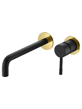 Смеситель Boheme 465-BG для раковины, встраиваемый, однозахватный, черный+золото