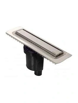 Душевой лоток BERGES 300, мат.хром, верт. выпуск S-сифон D50/105мм Н50мм, 090014