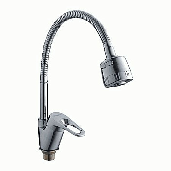 Смеситель Ledeme Н13 для кухни, с гибким изливом, с душевой насадкой, однозахватный, хром L4313